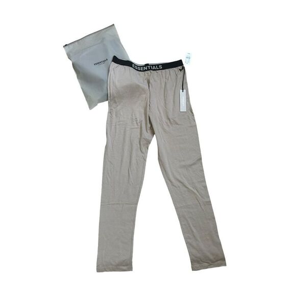 Fear of God Essentials Cotton Blend Logo Lounge Pants Men’s Tan Size Medium - Picture 1 of 4